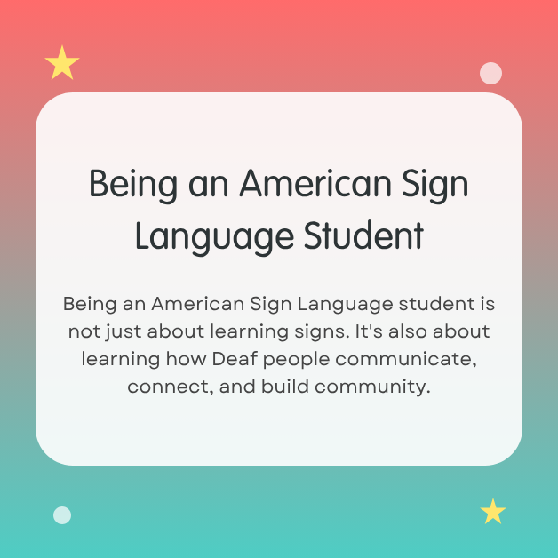 | Start ASL american sign language student