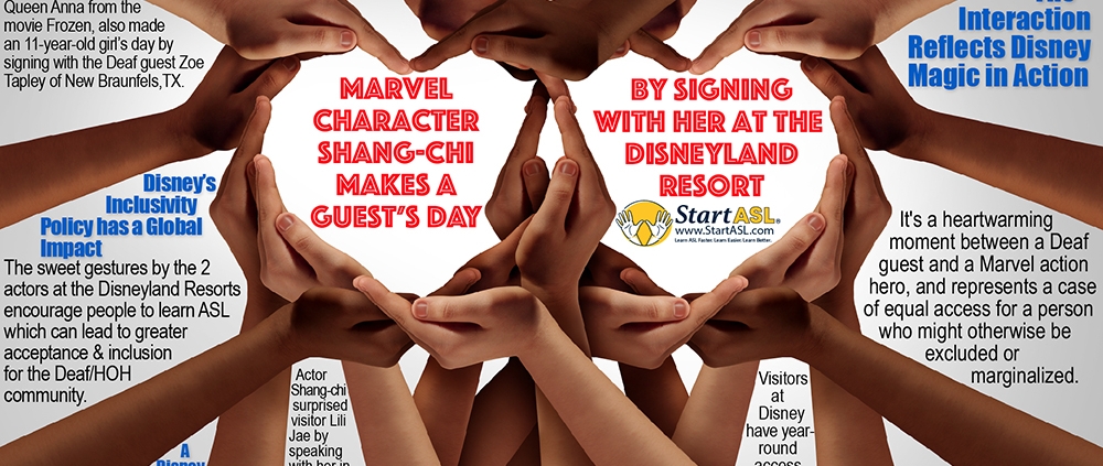 Marvel Character Signs American Sign Language with Guest at Disneyland