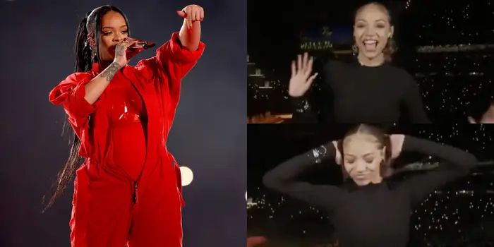 Rihanna's Sign Language Interpreter for Super Bowl Show Goes Viral | Start ASL Image of Rihanna and her sign language interpreter for her Super Bowl performance.