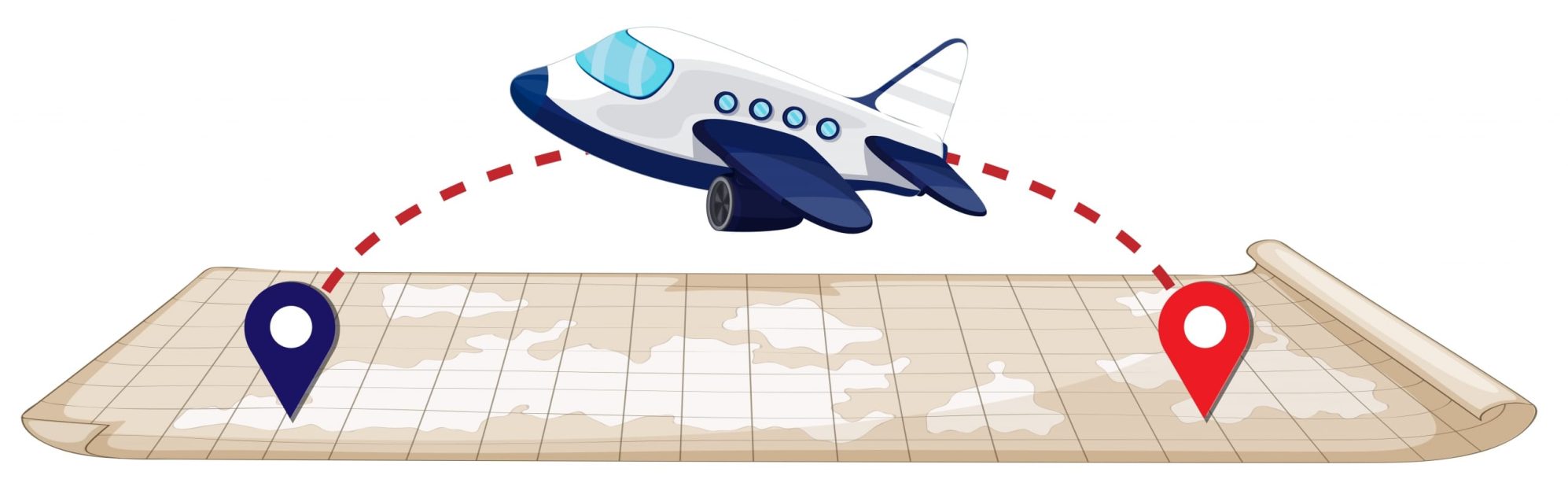 Plane flying to the destination illustration
