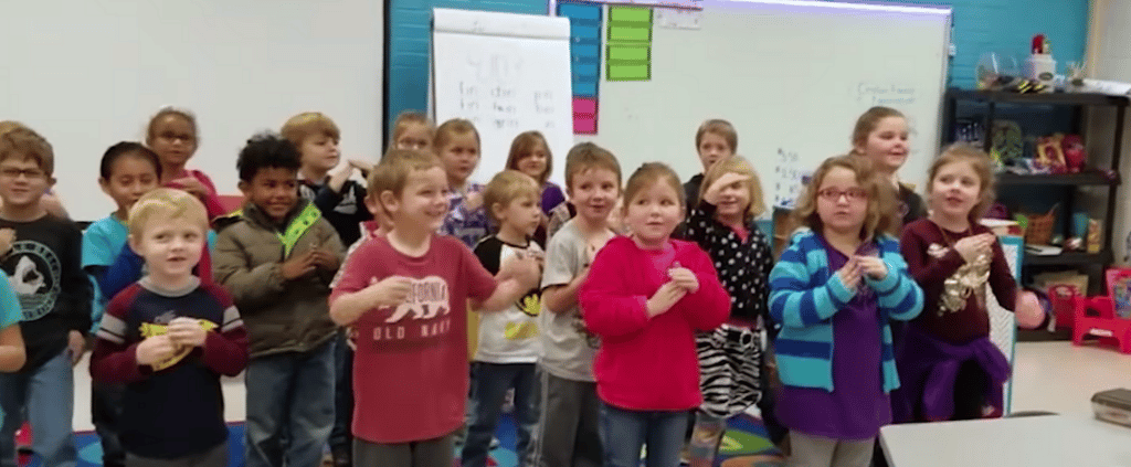 An American sign language happy birthday to a deaf custodian