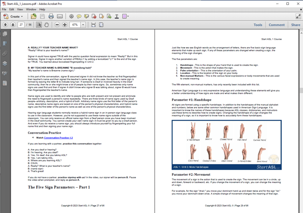 Start ASL Offline PDF Course