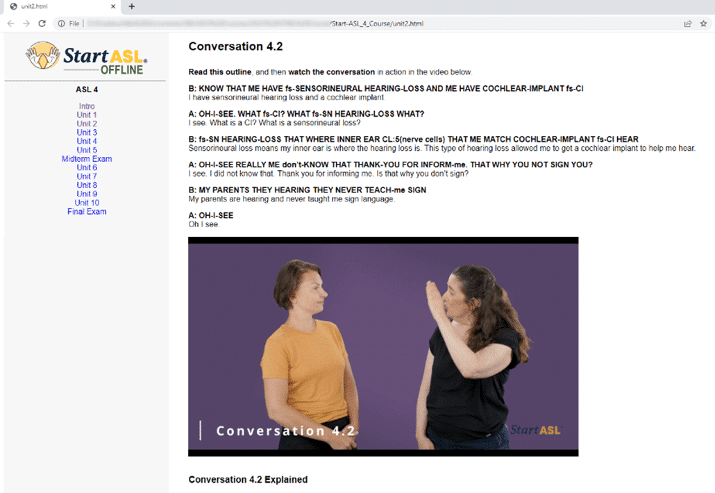 Start ASL Offline Webpage Course