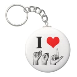 supportasl_keychain2 | Start ASL I heart A-S-L Fingerspelled Keychain